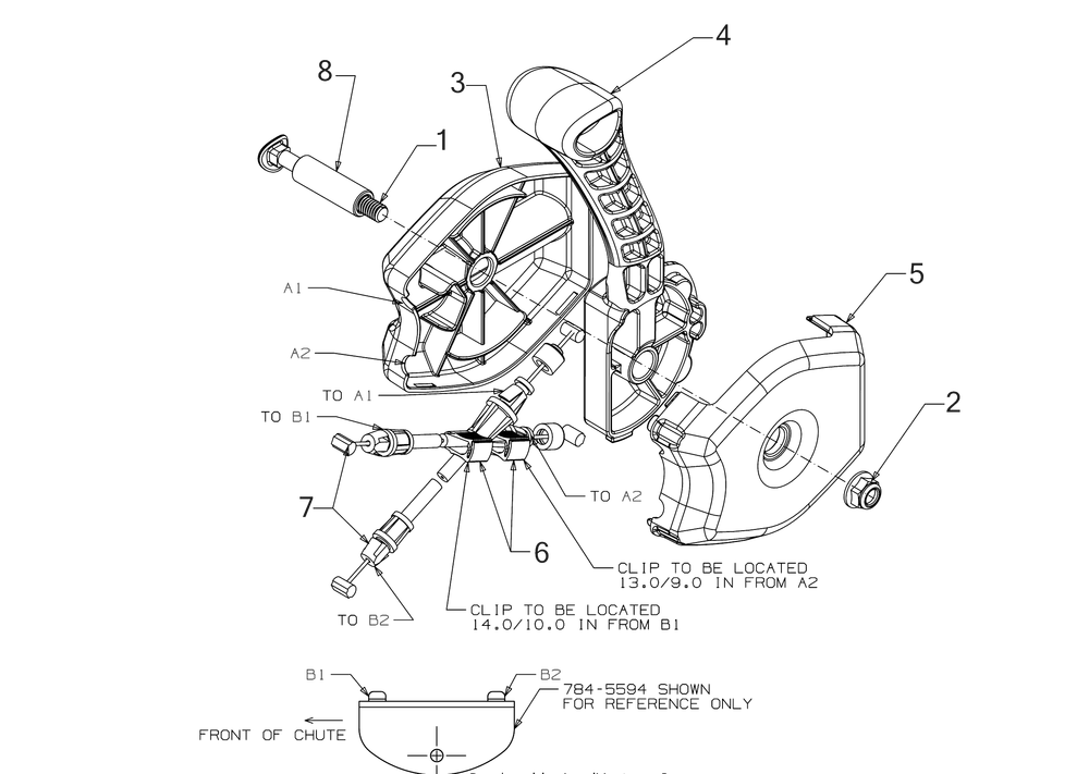 Chute Tilt Control Diagram and Parts List for 1X21-INCHLHP (31PM2T6C710)(2019) Cub Cadet Snow Blower